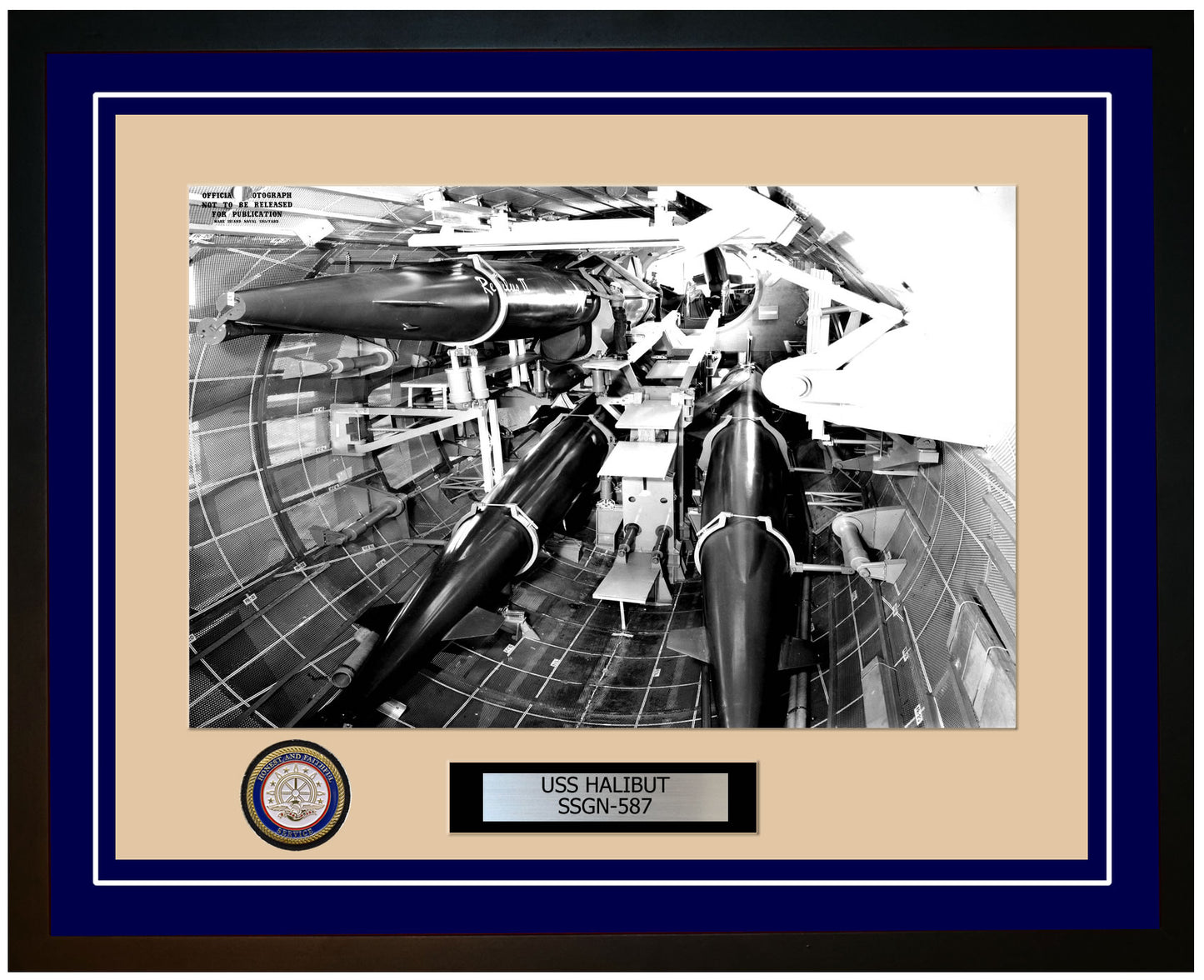 USS Halibut SSGN-587 Framed Navy Ship Photo Blue