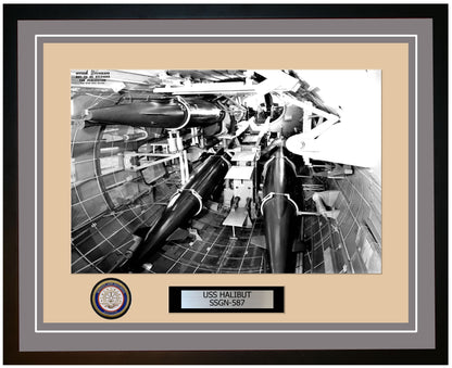 USS Halibut SSGN-587 Framed Navy Ship Photo Grey