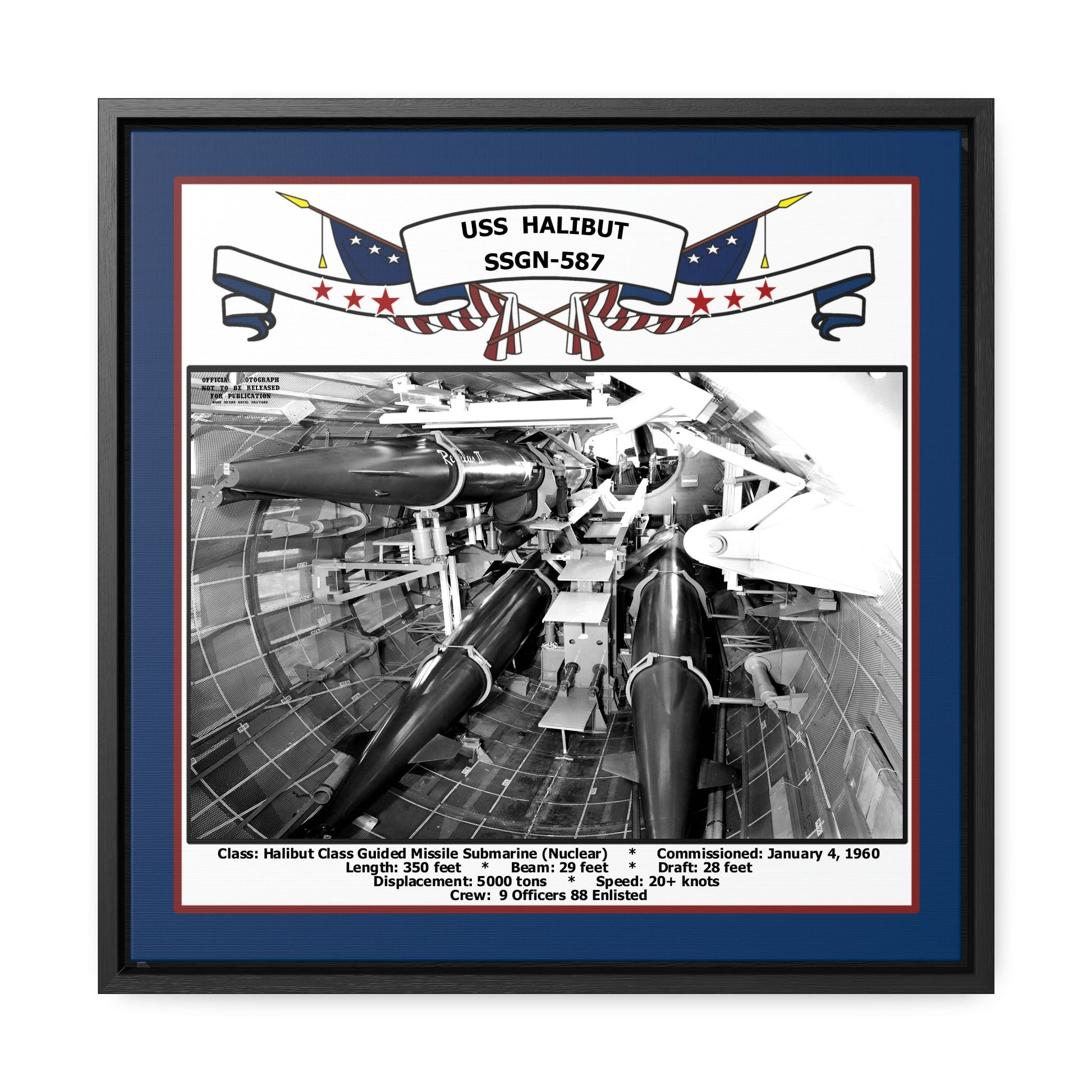 USS Halibut SSGN-587 Navy Floating Frame Photo Front View
