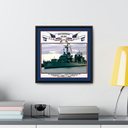 USS Harwood DD-861 Navy Floating Frame Photo Desk View