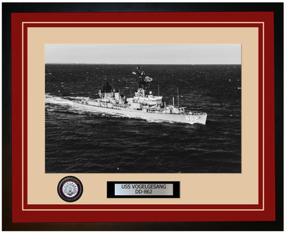 USS VOGELGESANG DD-862 Framed Navy Ship Photo Burgundy