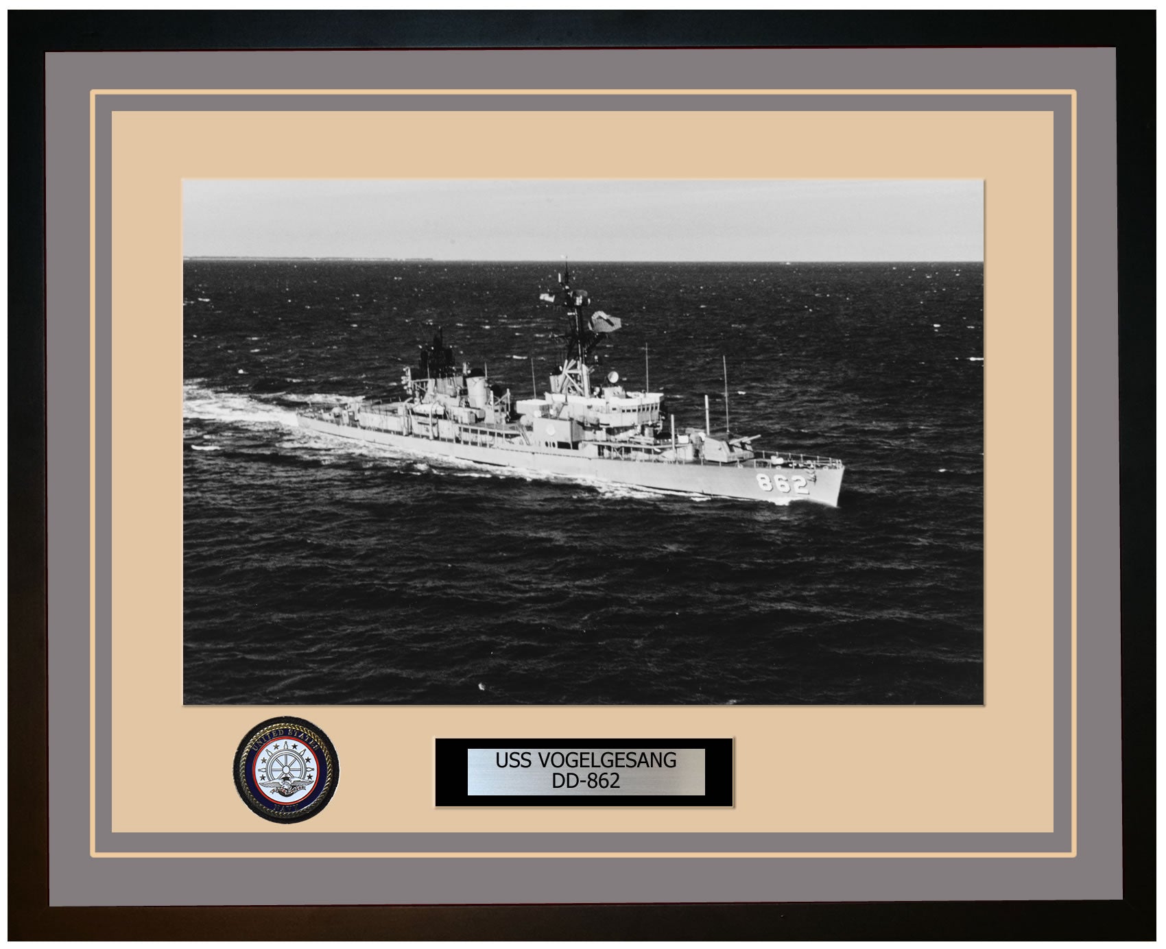 USS VOGELGESANG DD-862 Framed Navy Ship Photo Grey