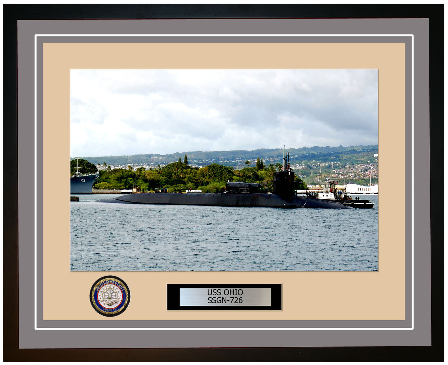 USS Ohio SSGN-726 Framed Navy Ship Photo Grey