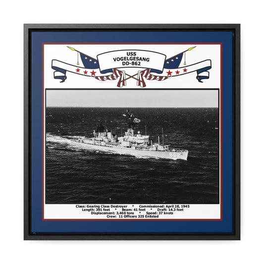 USS Vogelgesang DD-862 Navy Floating Frame Photo Front View