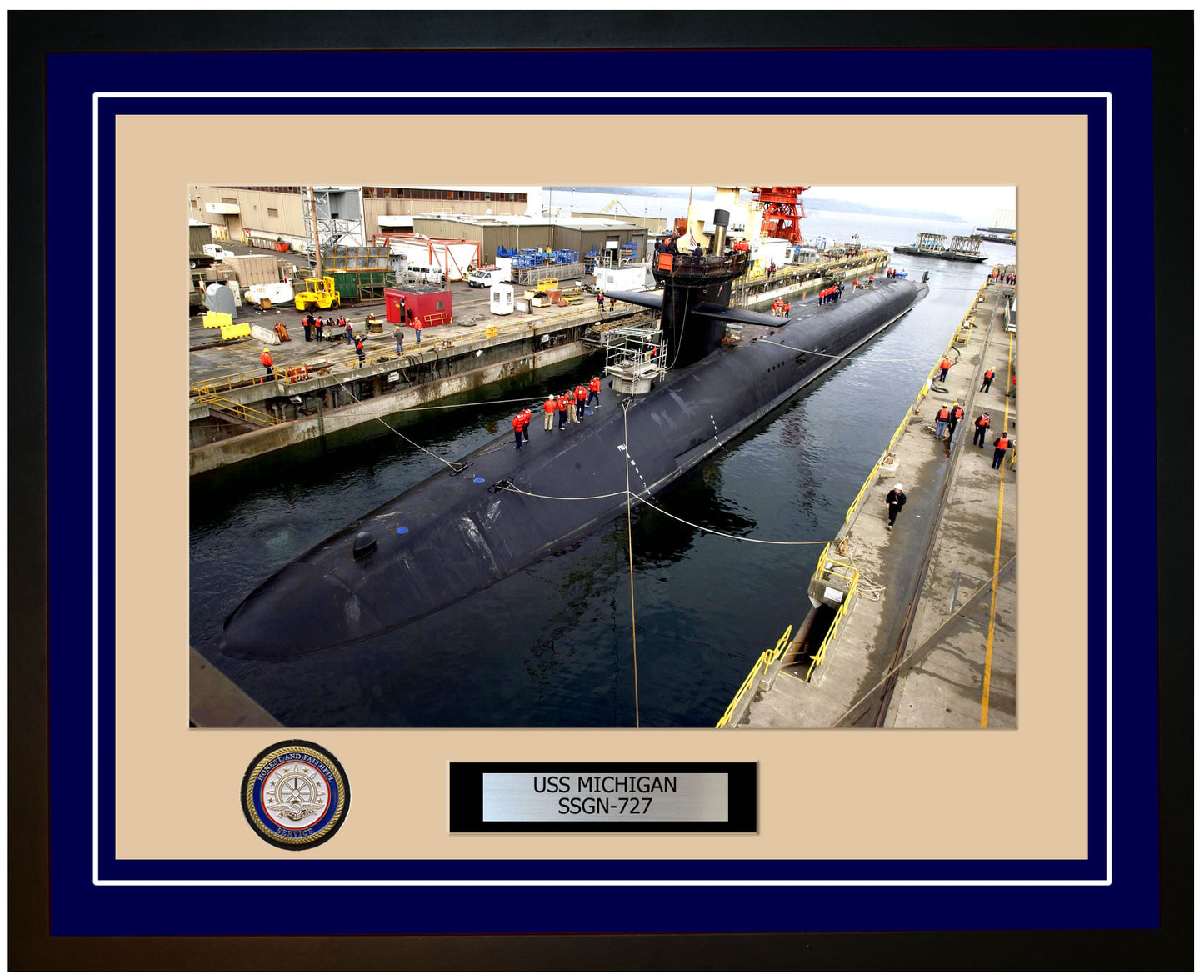 USS Michigan SSGN-727 Framed Navy Ship Photo Blue