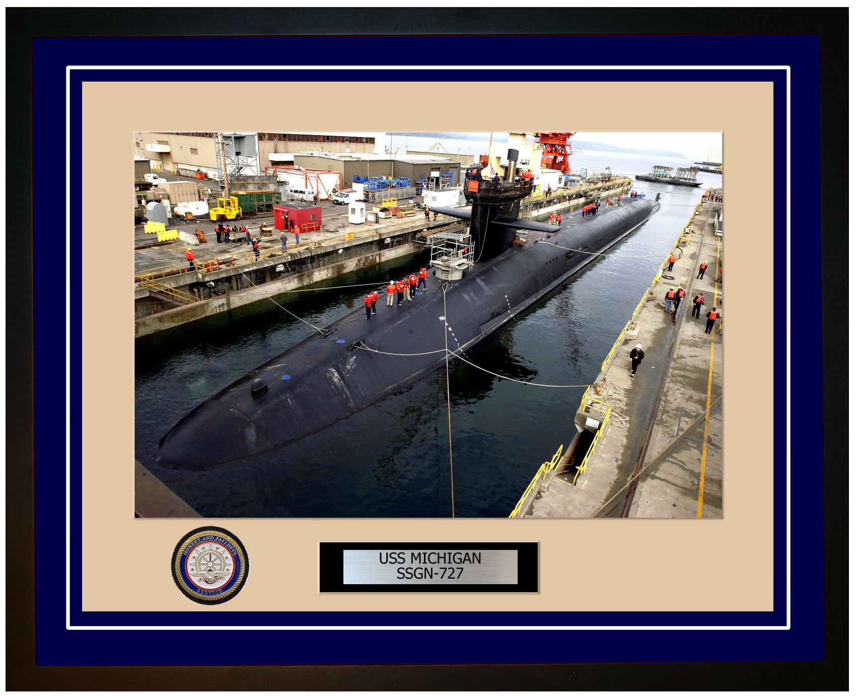 USS Michigan SSGN-727 Framed Navy Ship Photo Blue