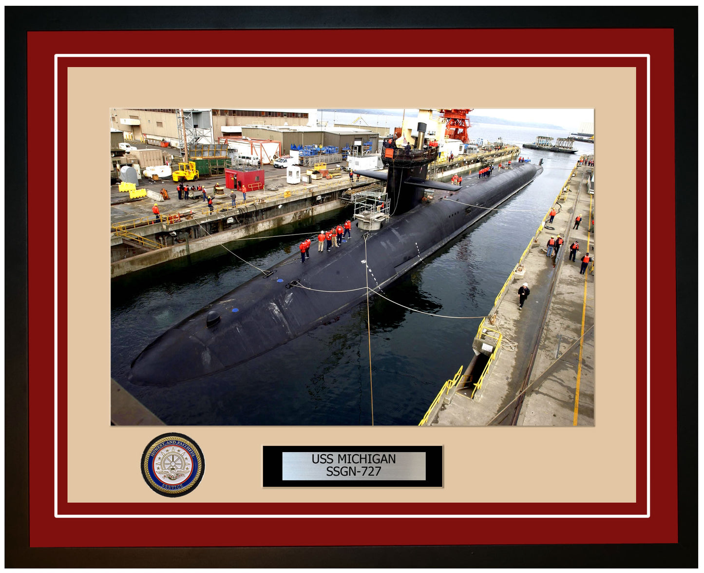 USS Michigan SSGN-727 Framed Navy Ship Photo Burgundy