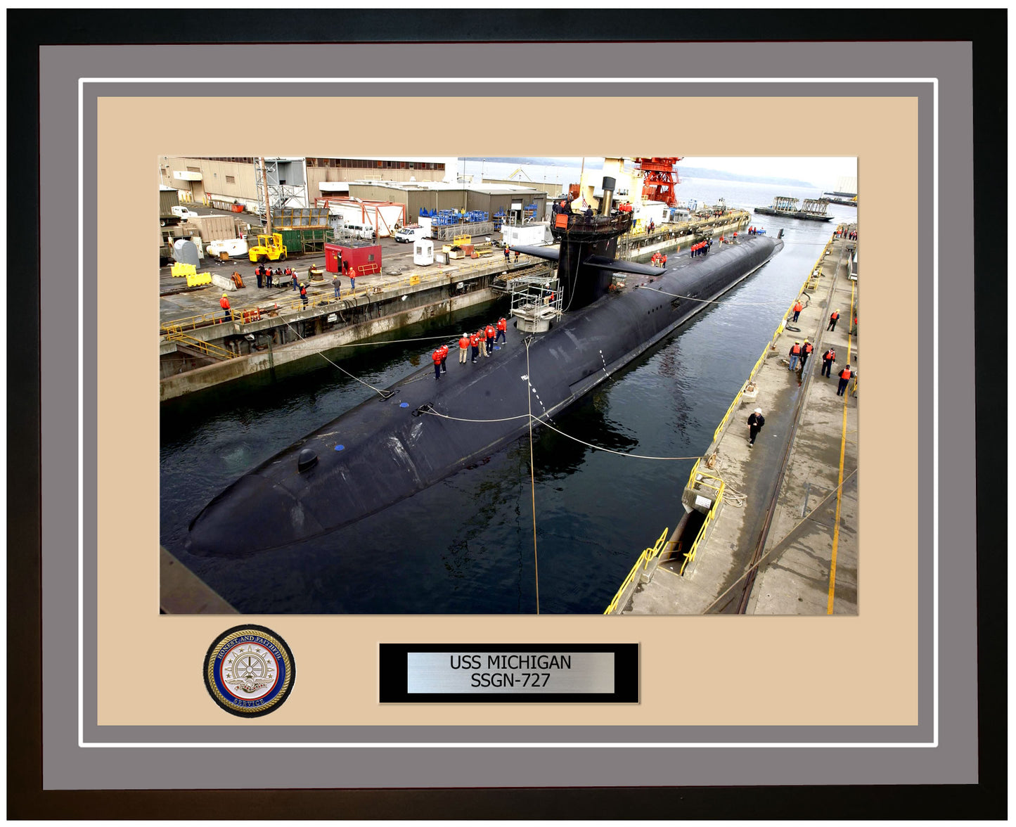 USS Michigan SSGN-727 Framed Navy Ship Photo Grey