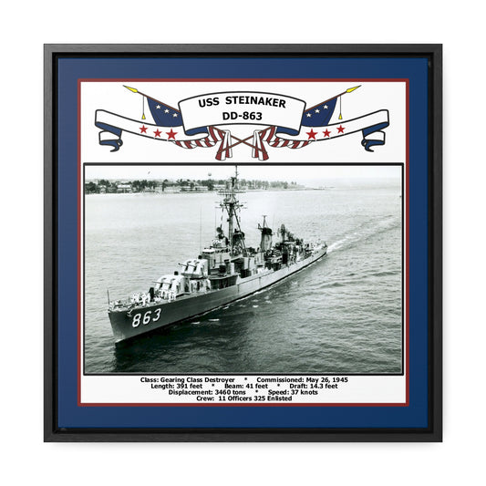 USS Steinaker DD-863 Navy Floating Frame Photo Front View