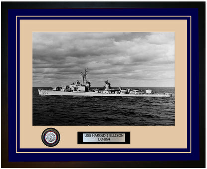 USS HAROLD J ELLISON DD-864 Framed Navy Ship Photo Blue
