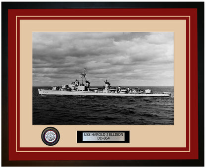 USS HAROLD J ELLISON DD-864 Framed Navy Ship Photo Burgundy