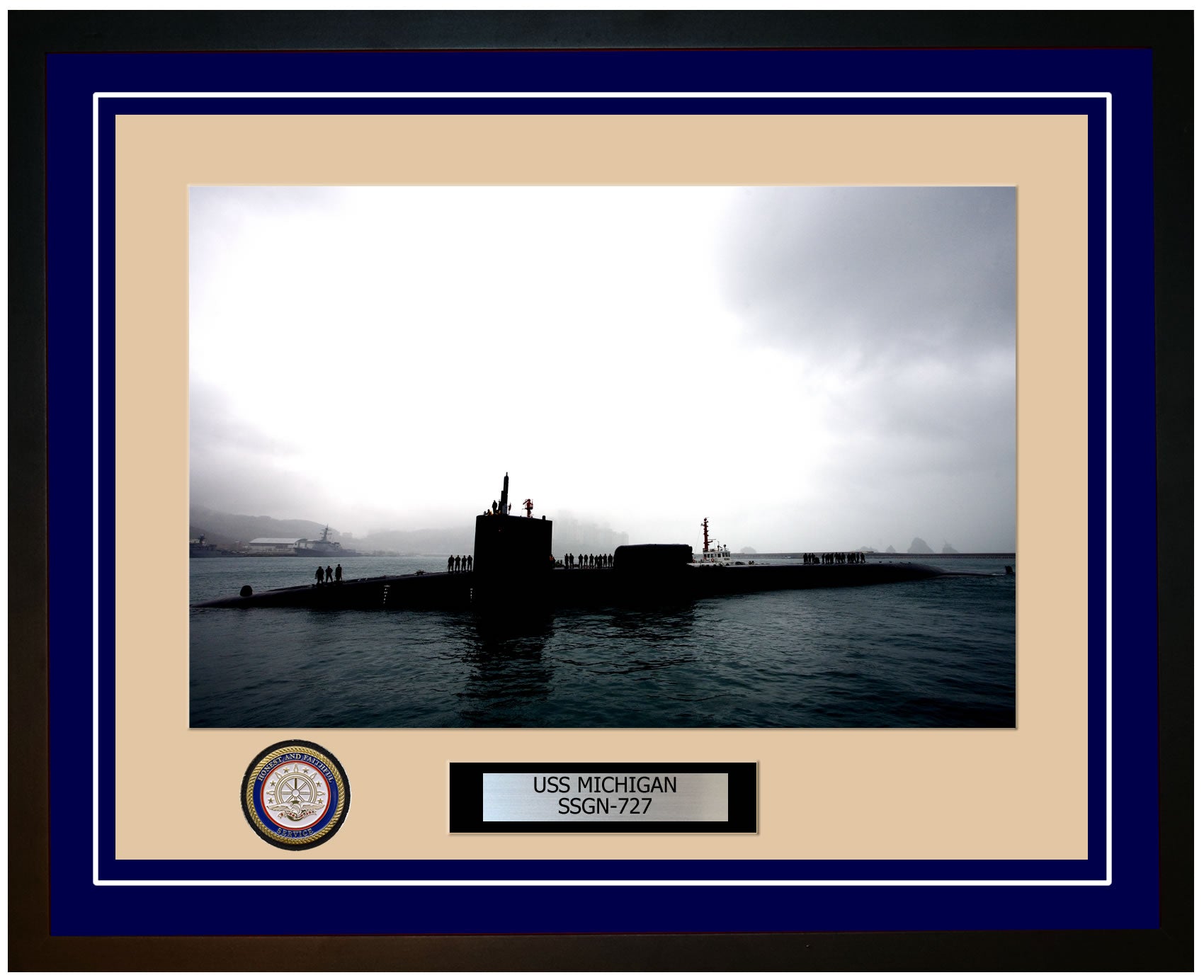 USS Michigan SSGN-727 Framed Navy Ship Photo Blue