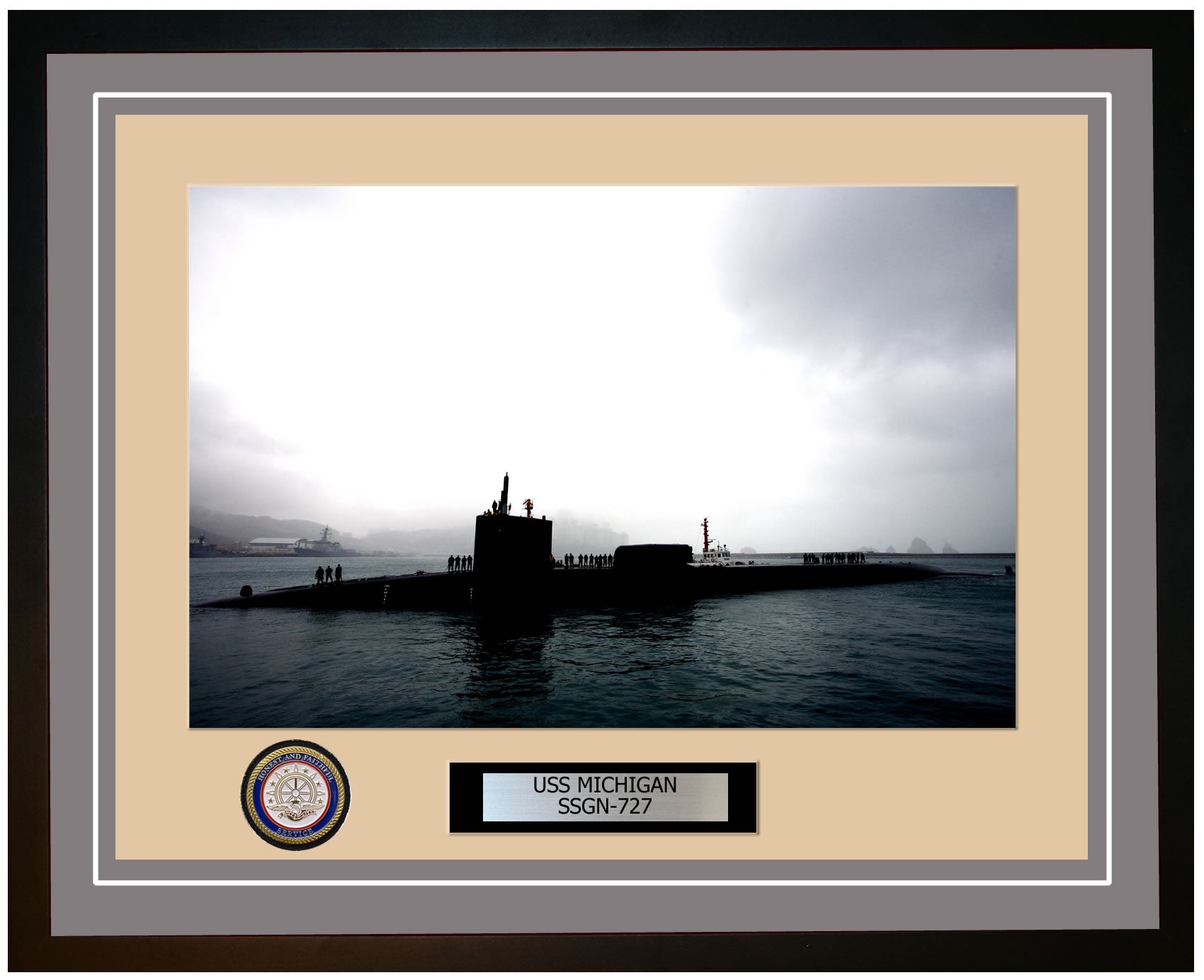 USS Michigan SSGN-727 Framed Navy Ship Photo Grey