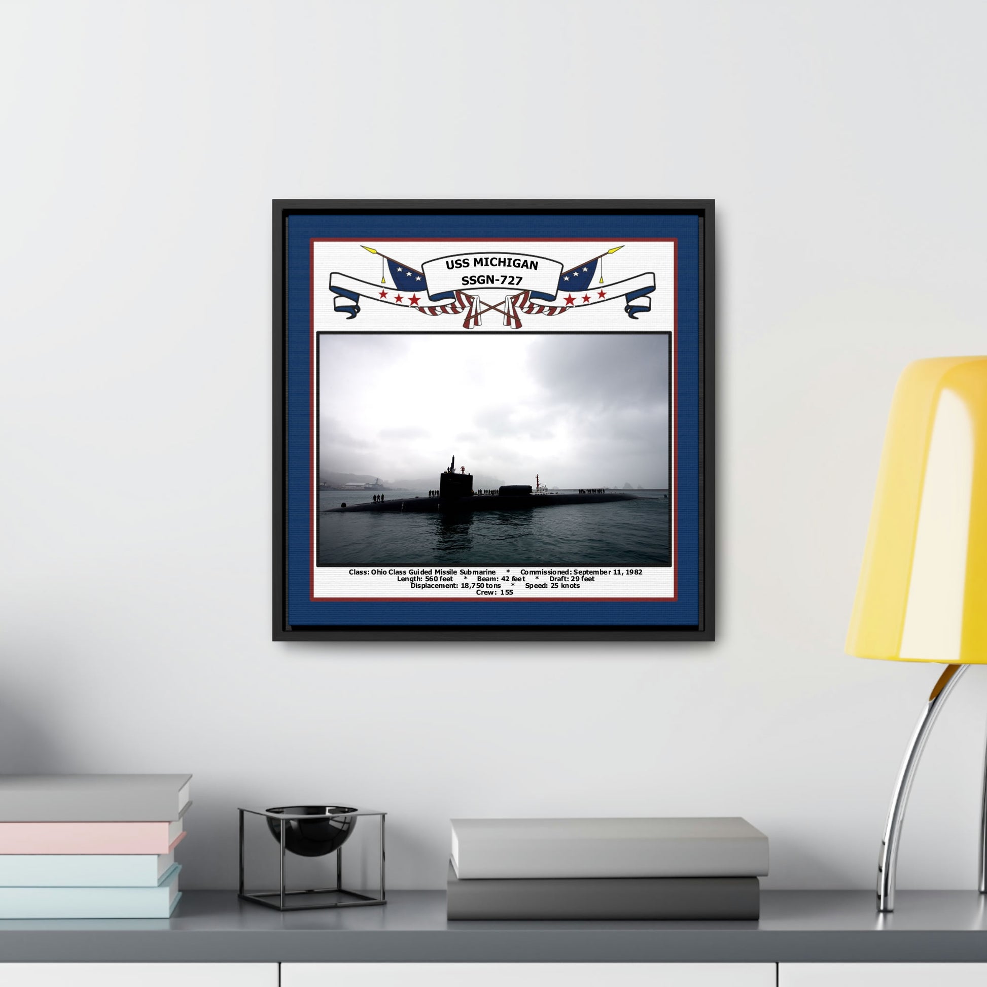 USS Michigan SSGN-727 Navy Floating Frame Photo Desk View
