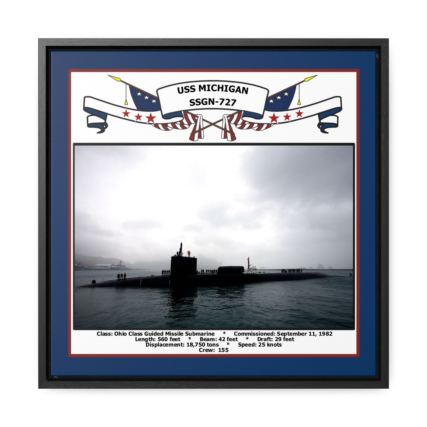 USS Michigan SSGN-727 Navy Floating Frame Photo Front View