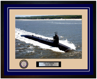 USS Florida SSGN-728 Framed Navy Ship Photo Blue