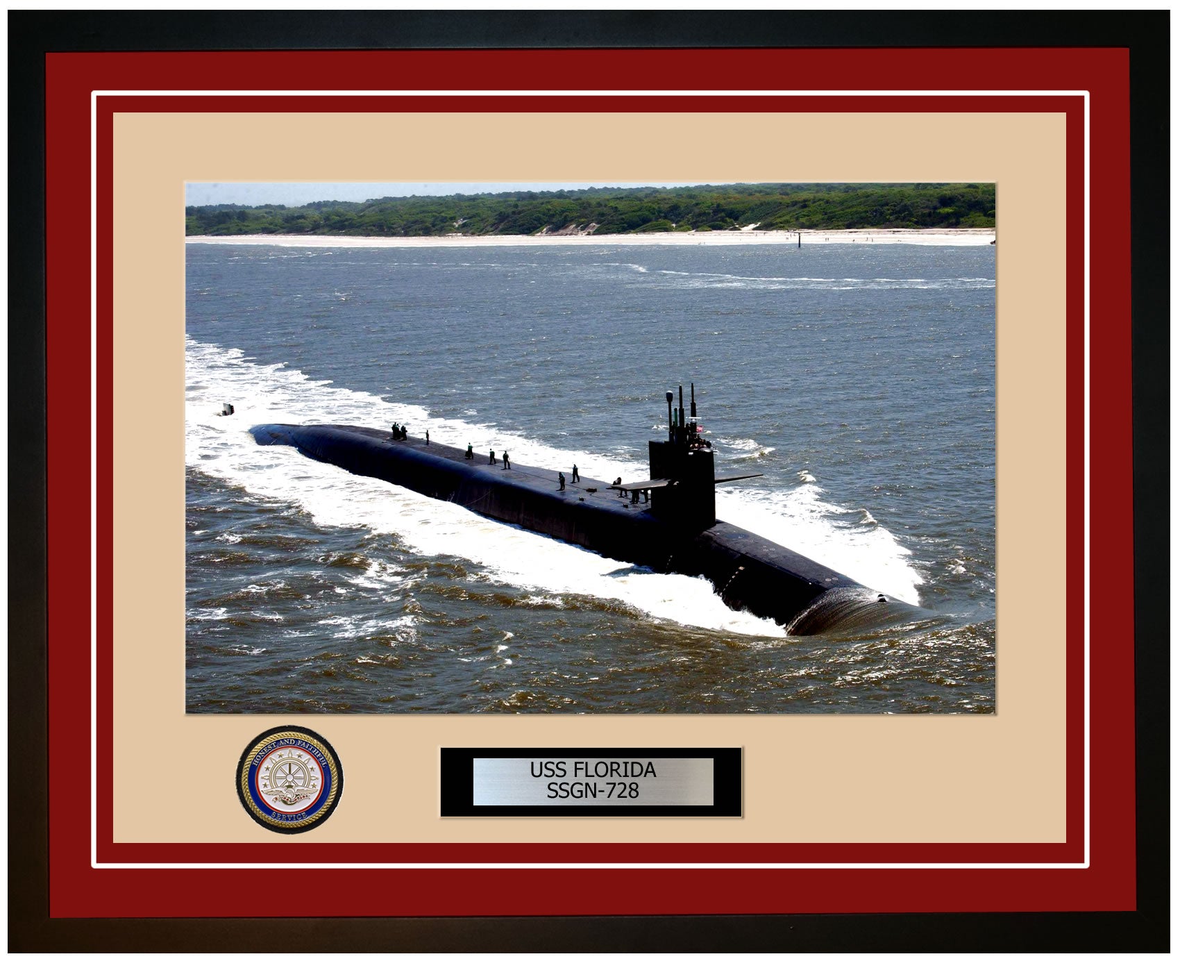 USS Florida SSGN-728 Framed Navy Ship Photo Burgundy
