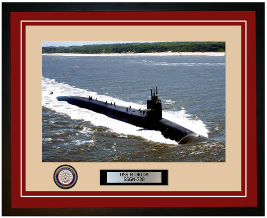 USS Florida SSGN-728 Framed Navy Ship Photo Burgundy