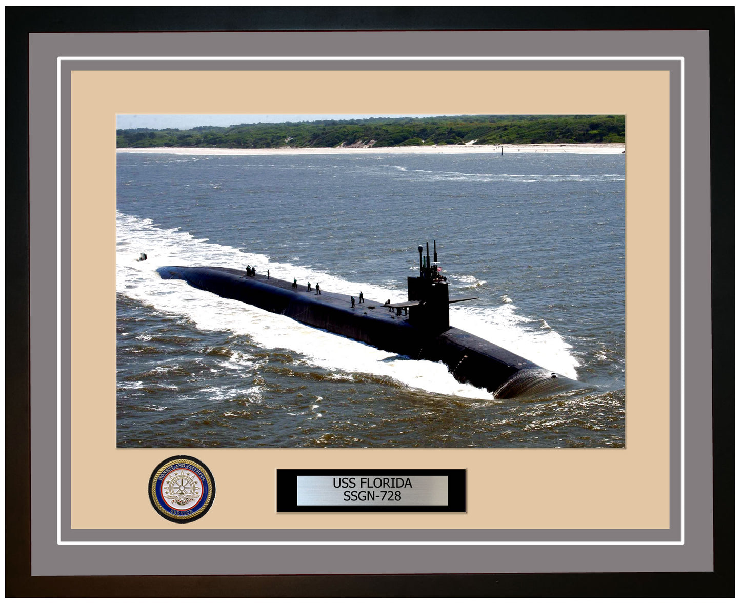 USS Florida SSGN-728 Framed Navy Ship Photo Grey