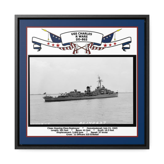 USS Charles R Ware DD-865 Navy Floating Frame Photo Front View