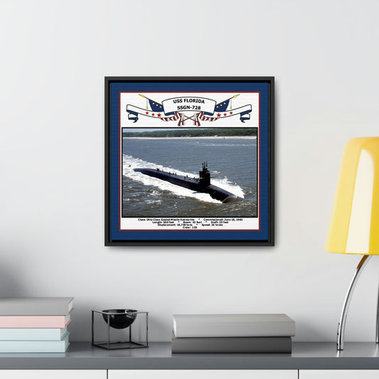 USS Florida SSGN-728 Navy Floating Frame Photo Desk View