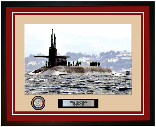 USS Florida SSGN-728 Framed Navy Ship Photo Burgundy