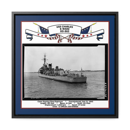 USS Charles R Ware DD-865 Navy Floating Frame Photo Front View