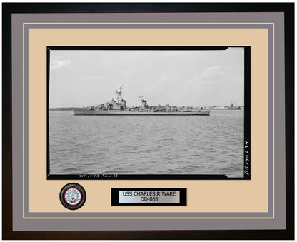 USS CHARLES R WARE DD-865 Framed Navy Ship Photo Grey