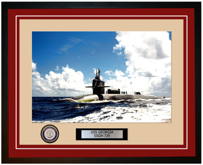 USS Georgia SSGN-729 Framed Navy Ship Photo Burgundy