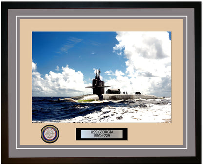 USS Georgia SSGN-729 Framed Navy Ship Photo Grey