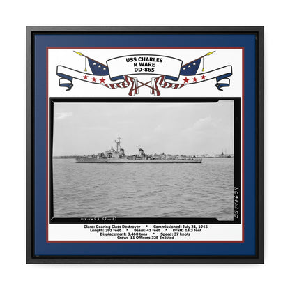 USS Charles R Ware DD-865 Navy Floating Frame Photo Front View