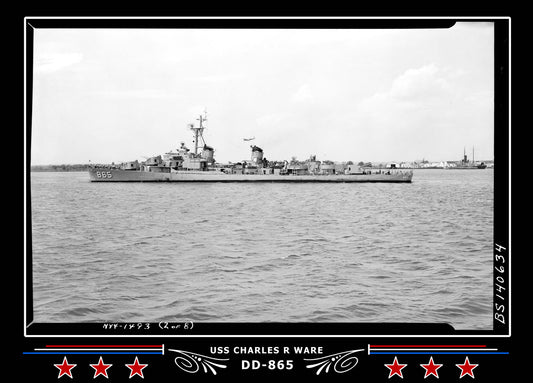 USS Charles R Ware DD-865 Canvas Photo Print