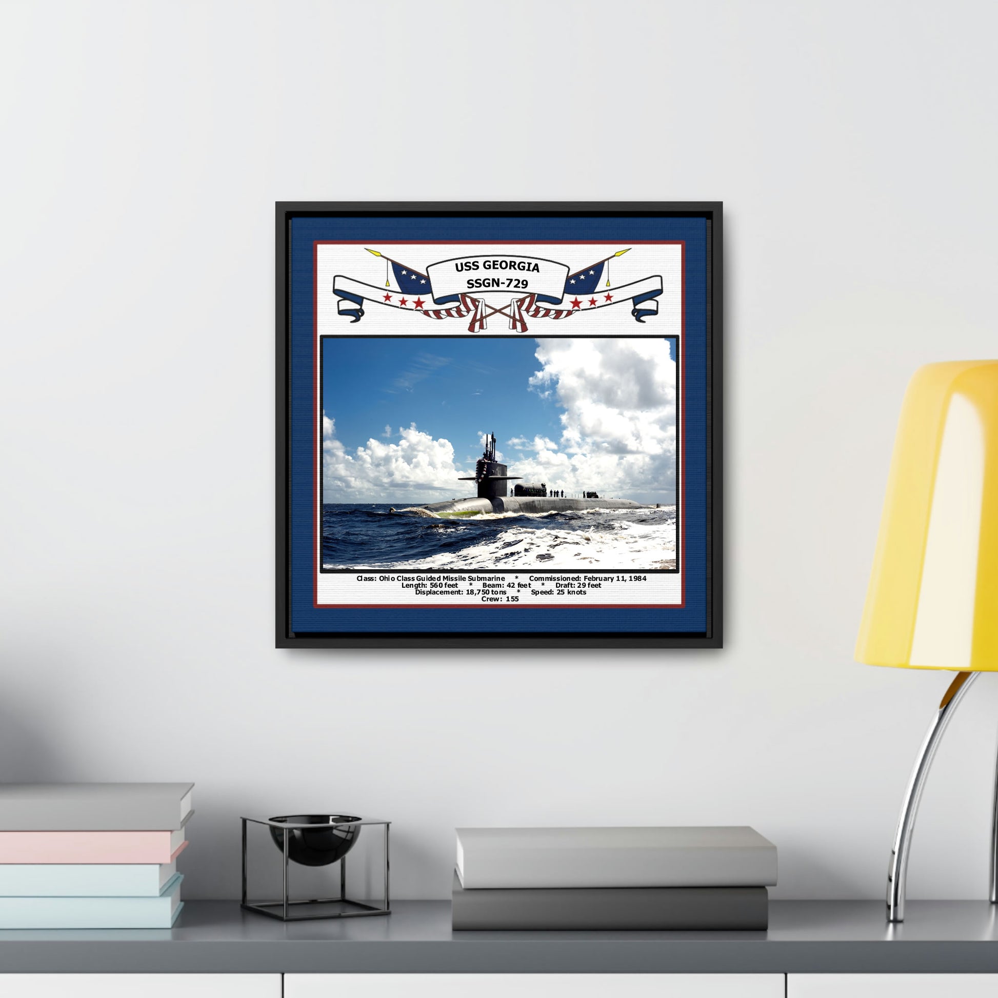 USS Georgia SSGN-729 Navy Floating Frame Photo Desk View