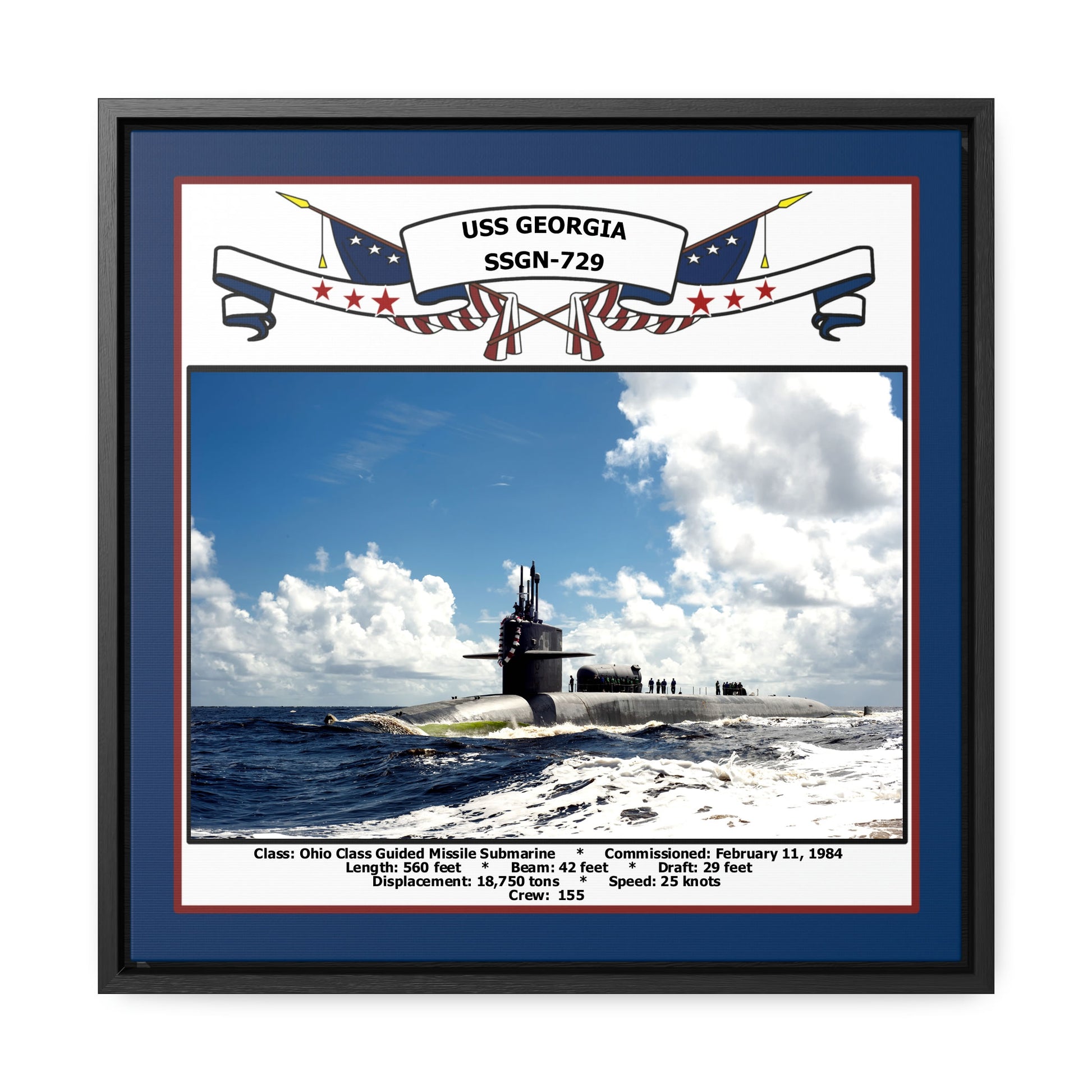 USS Georgia SSGN-729 Navy Floating Frame Photo Front View