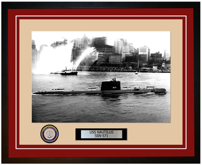 USS Nautilus SSN-571 Framed Navy Ship Photo Burgundy