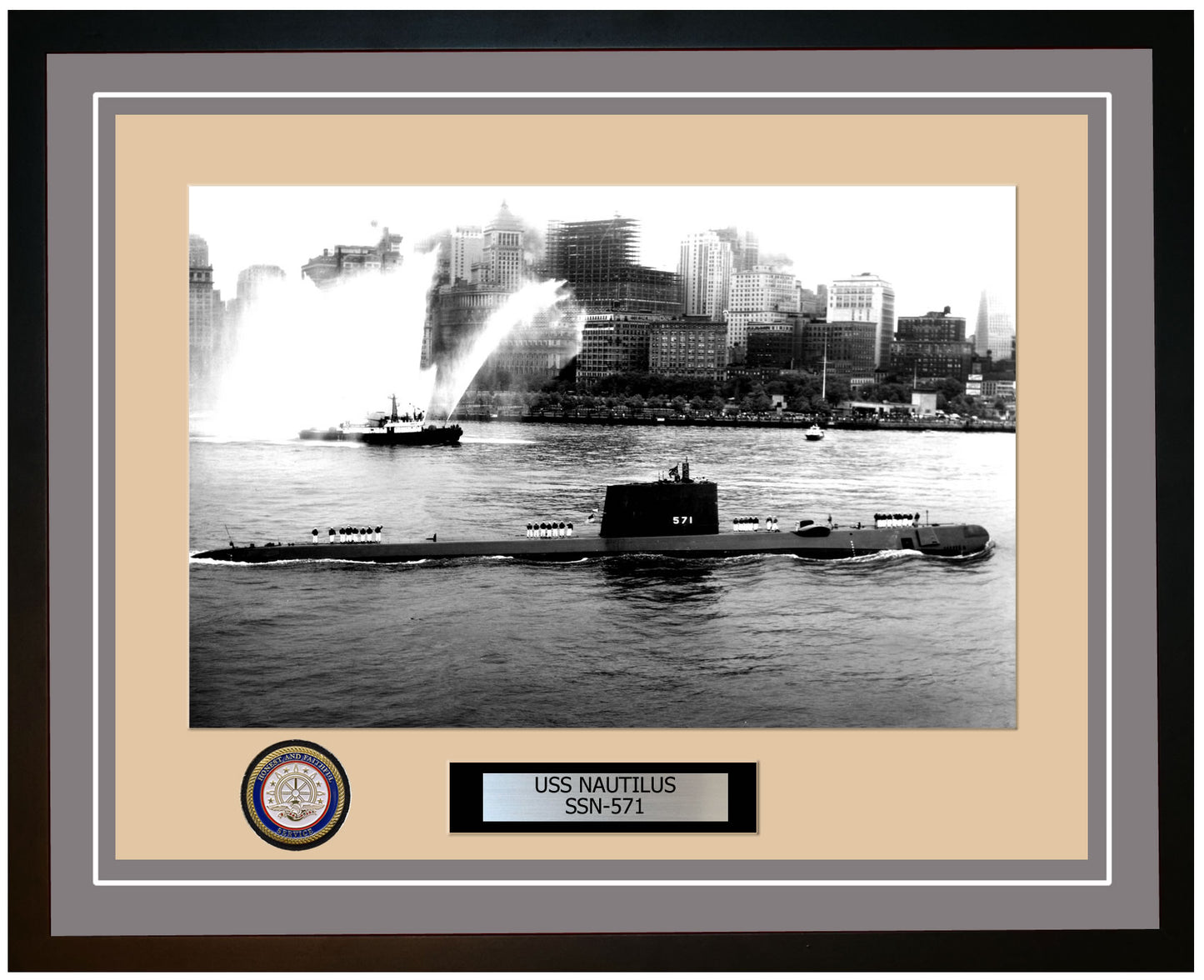 USS Nautilus SSN-571 Framed Navy Ship Photo Grey