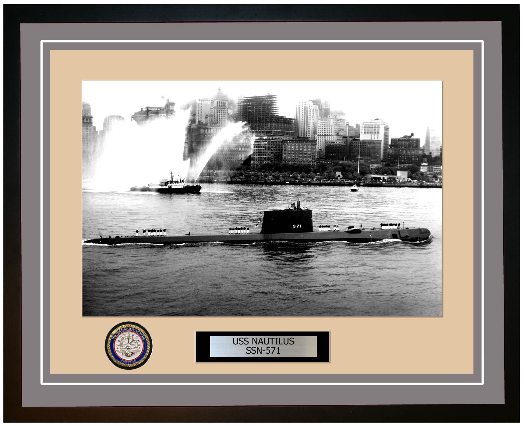 USS Nautilus SSN-571 Framed Navy Ship Photo Grey
