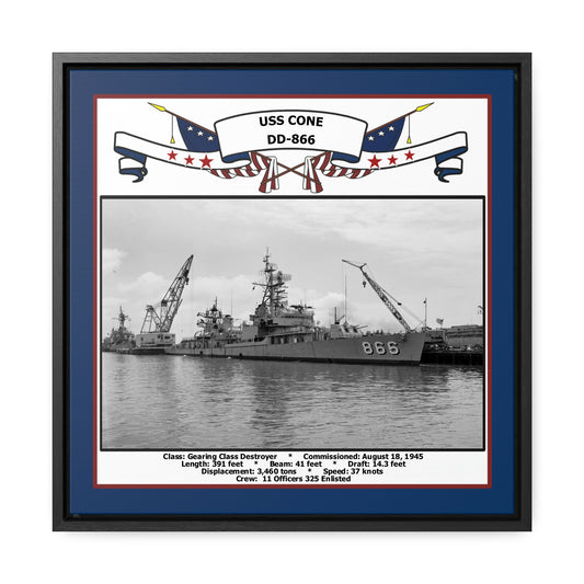 USS Cone DD-866 Navy Floating Frame Photo Front View
