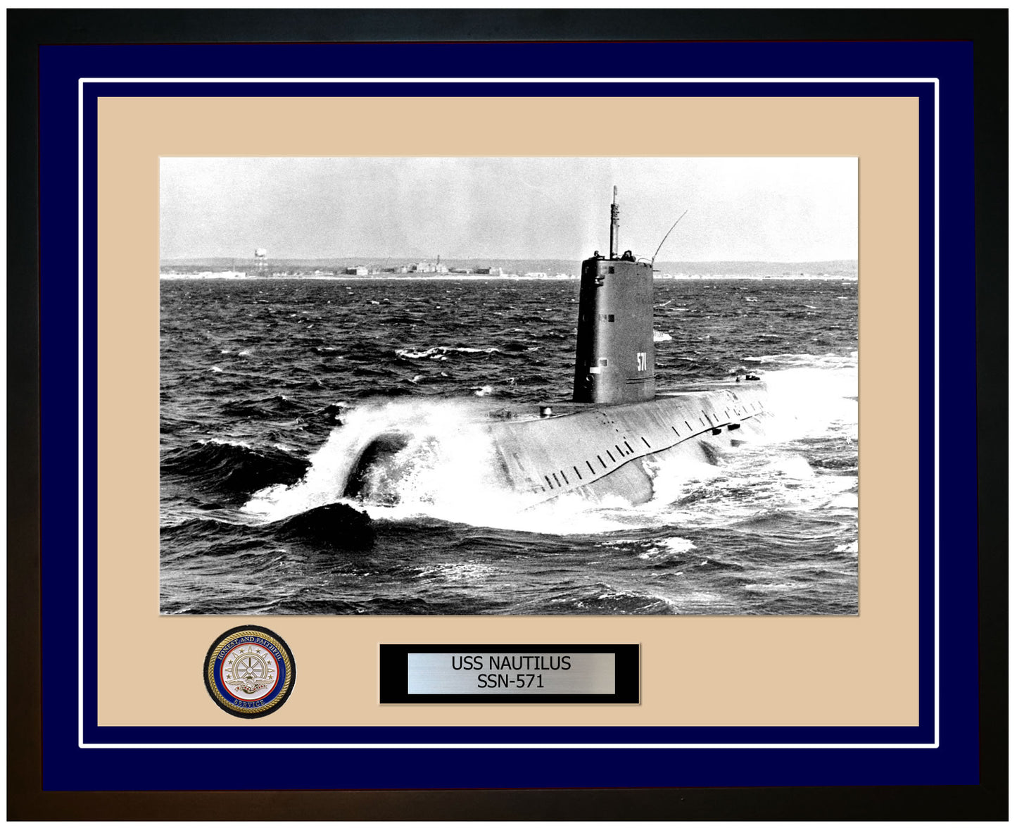 USS Nautilus SSN-571 Framed Navy Ship Photo Blue