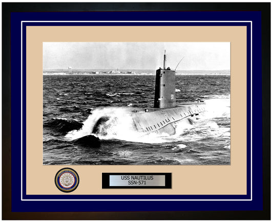 USS Nautilus SSN-571 Framed Navy Ship Photo Blue