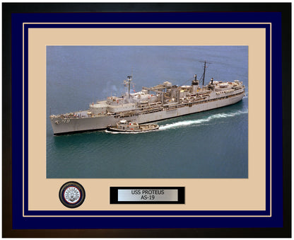 USS PROTEUS AS-19 Framed Navy Ship Photo Blue