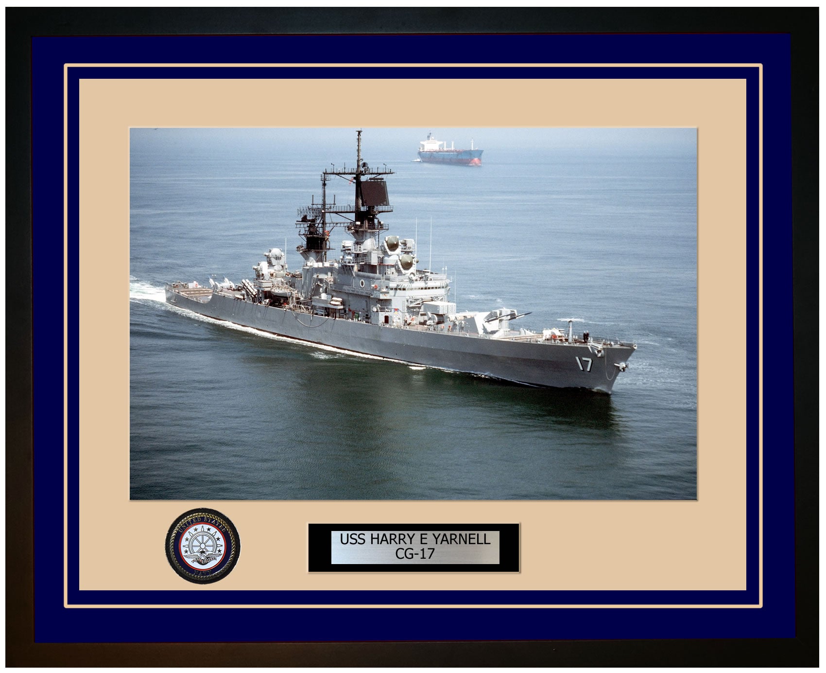 USS HARRY E YARNELL CG-17 Framed Navy Ship Photo Blue