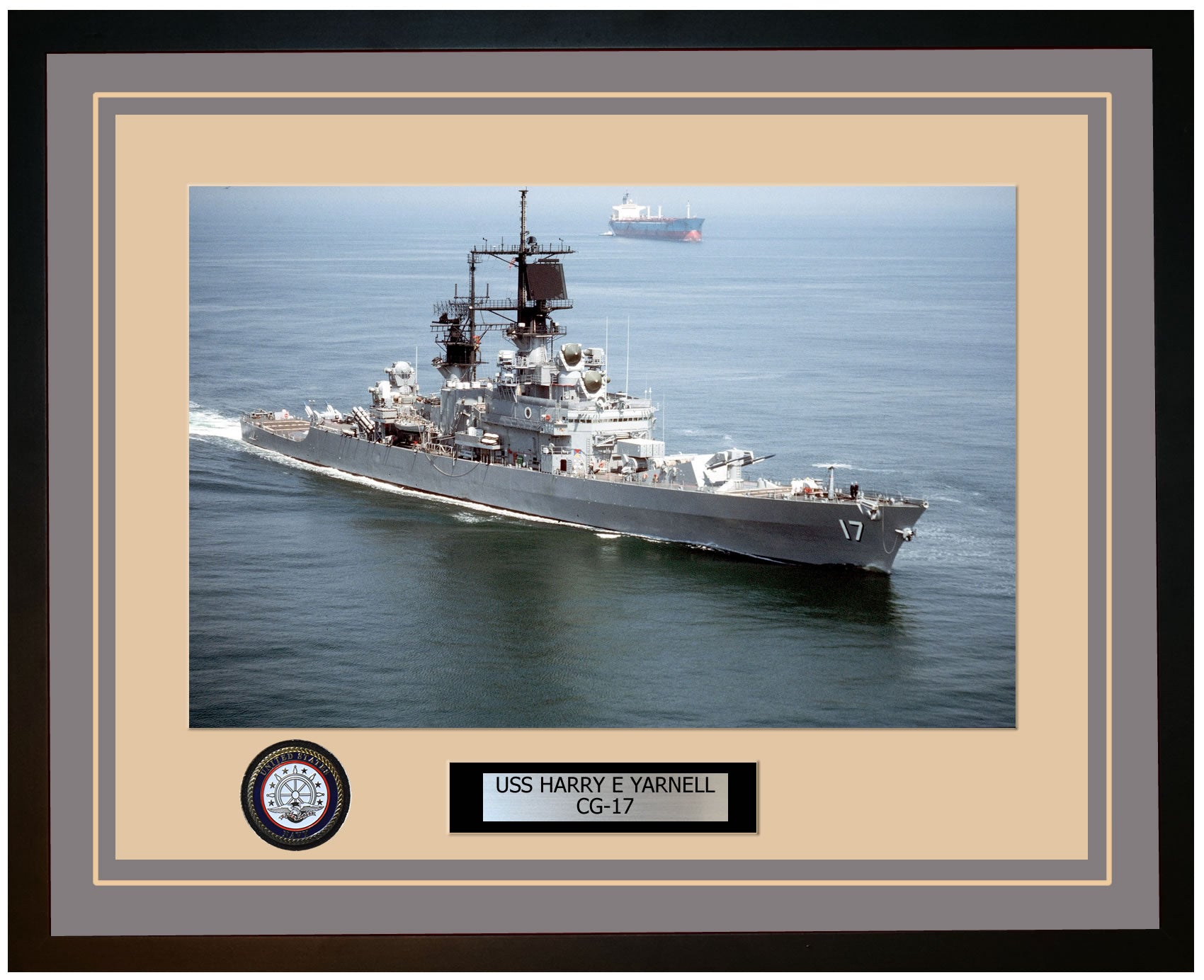 USS HARRY E YARNELL CG-17 Framed Navy Ship Photo Grey