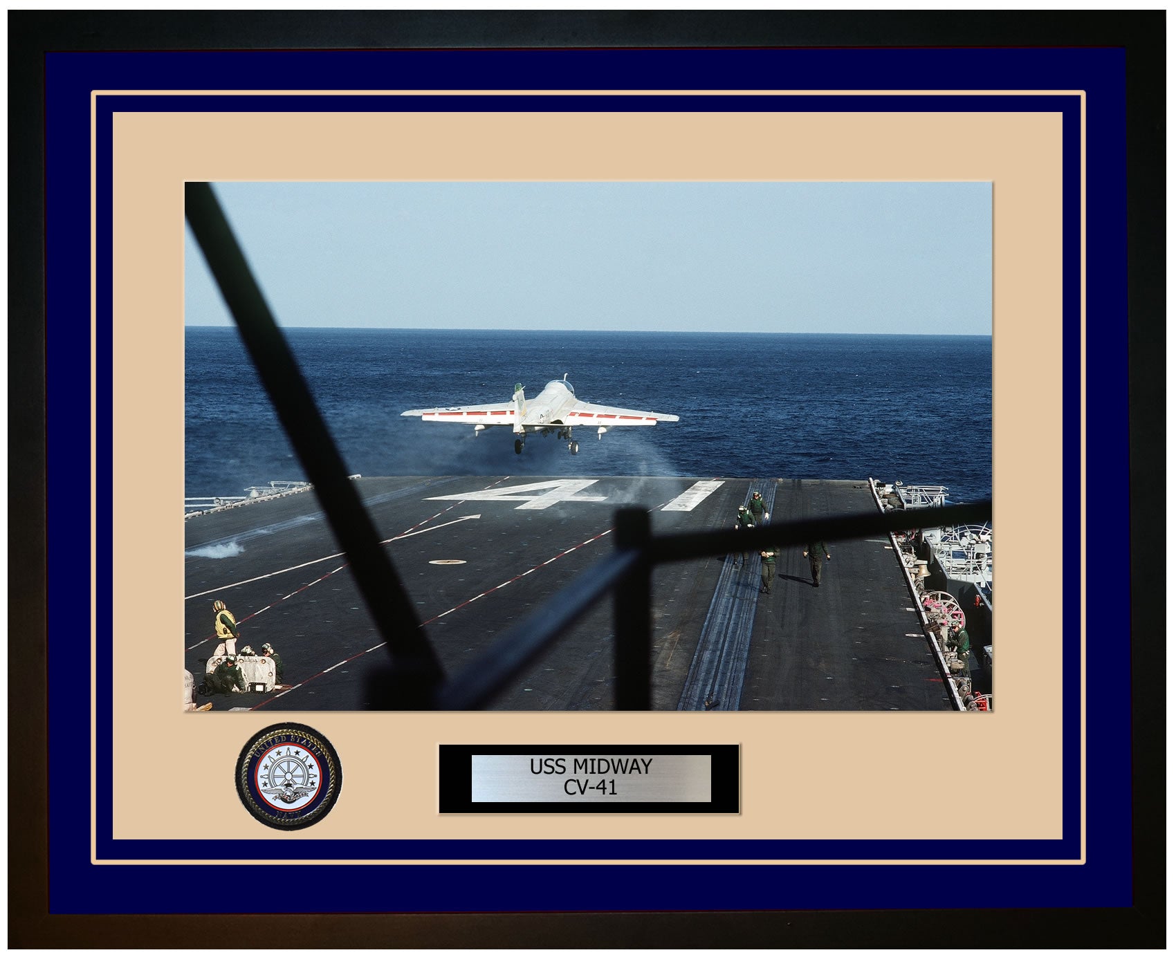 USS MIDWAY CV-41 Framed Navy Ship Photo Blue
