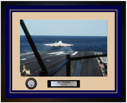 USS MIDWAY CV-41 Framed Navy Ship Photo Blue