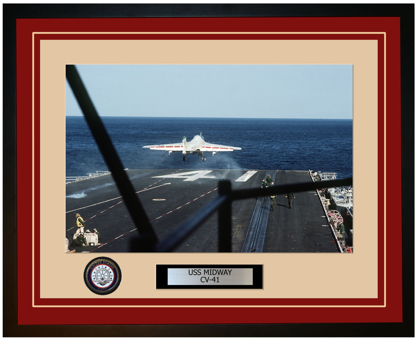 USS MIDWAY CV-41 Framed Navy Ship Photo Burgundy
