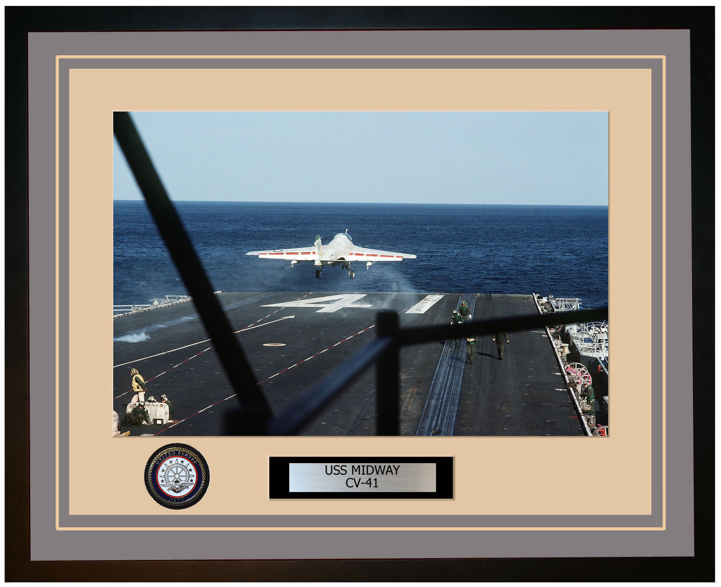 USS MIDWAY CV-41 Framed Navy Ship Photo Grey