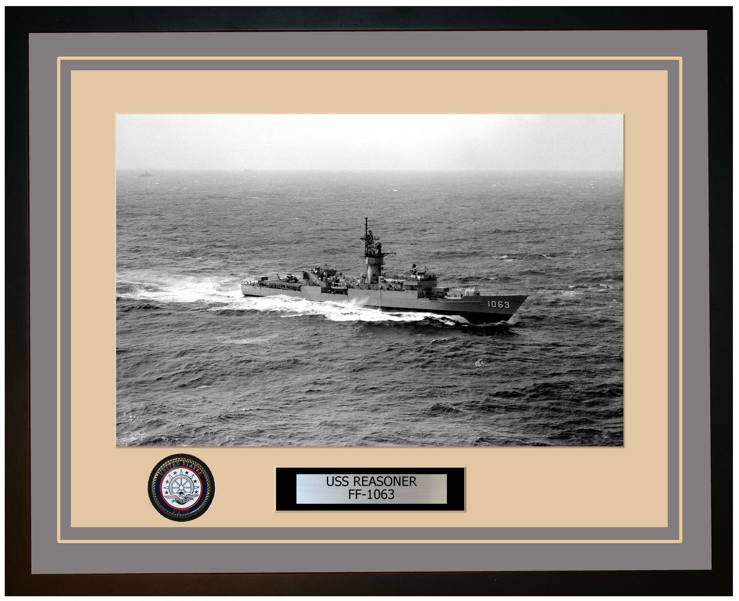 USS REASONER FF-1063 Framed Navy Ship Photo Grey