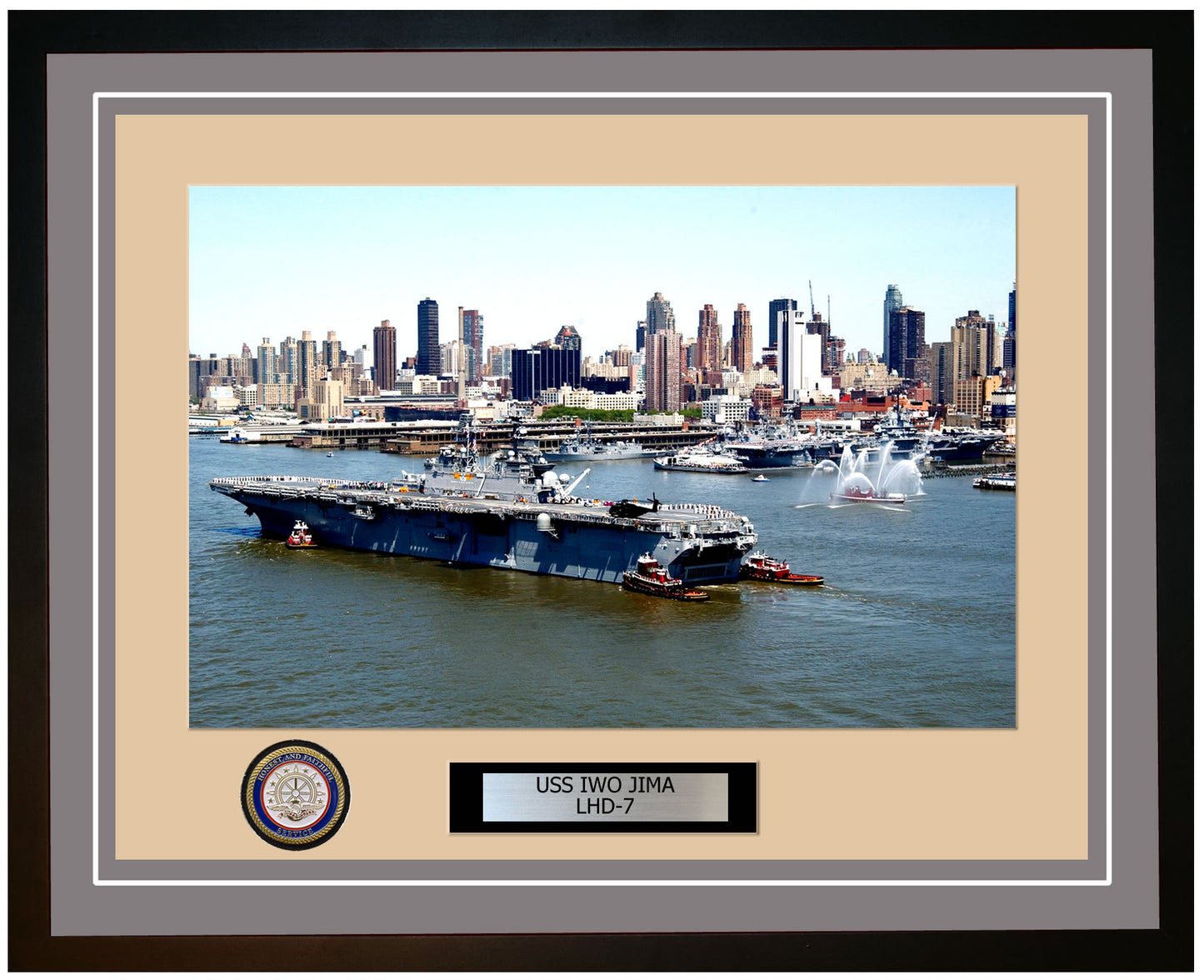 USS Iwo Jima LHD-7 Framed Navy Ship Photo Grey