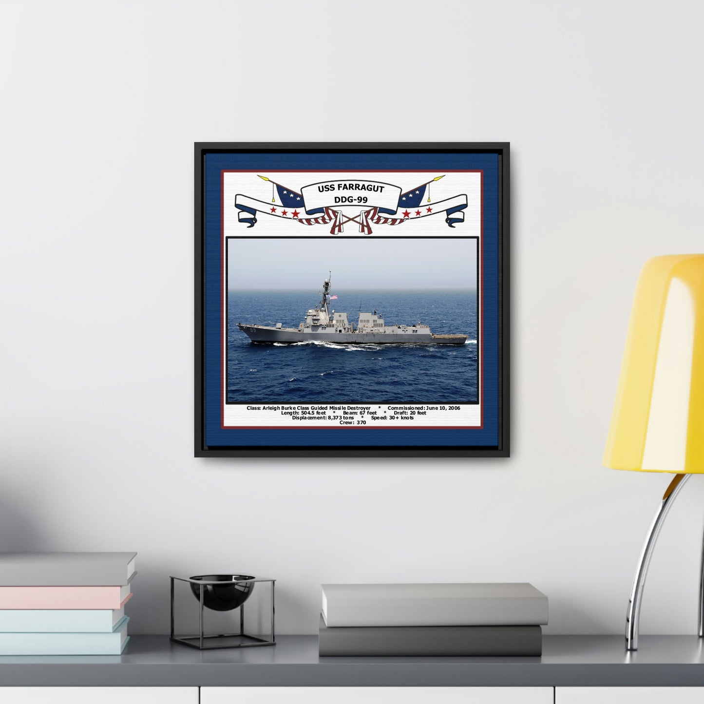 USS Farragut DDG-99 Navy Floating Frame Photo Desk View